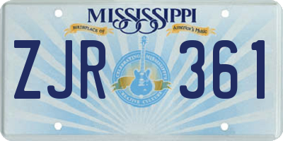 MS license plate ZJR361