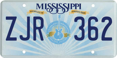 MS license plate ZJR362