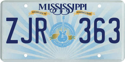 MS license plate ZJR363