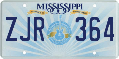 MS license plate ZJR364