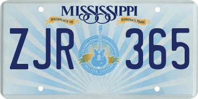 MS license plate ZJR365
