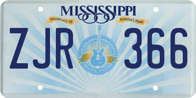 MS license plate ZJR366