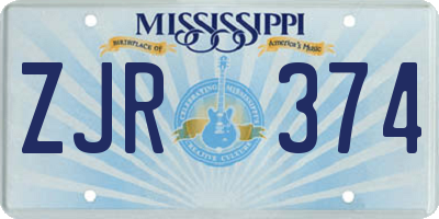 MS license plate ZJR374