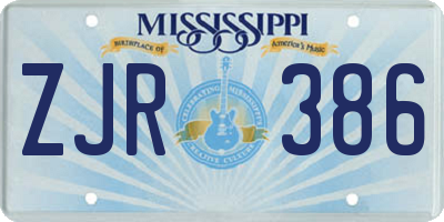 MS license plate ZJR386