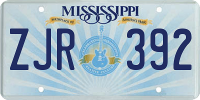 MS license plate ZJR392