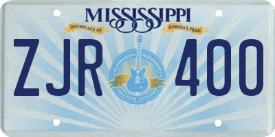 MS license plate ZJR400