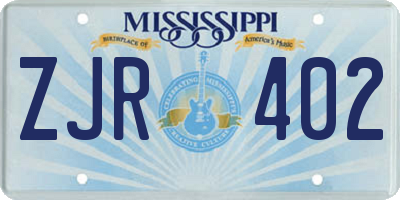MS license plate ZJR402