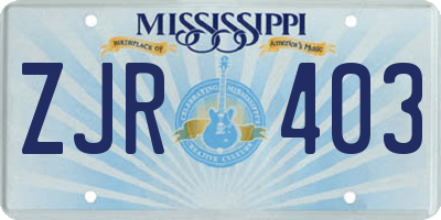 MS license plate ZJR403