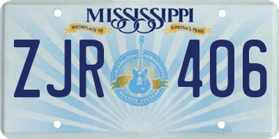 MS license plate ZJR406