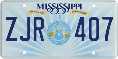 MS license plate ZJR407