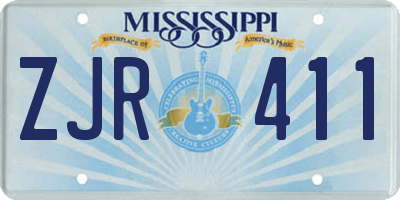 MS license plate ZJR411