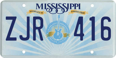 MS license plate ZJR416