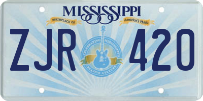 MS license plate ZJR420