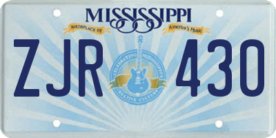 MS license plate ZJR430