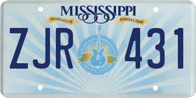 MS license plate ZJR431
