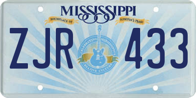 MS license plate ZJR433