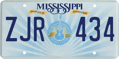 MS license plate ZJR434
