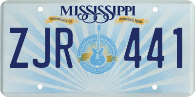 MS license plate ZJR441