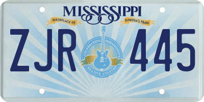 MS license plate ZJR445