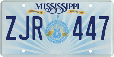 MS license plate ZJR447