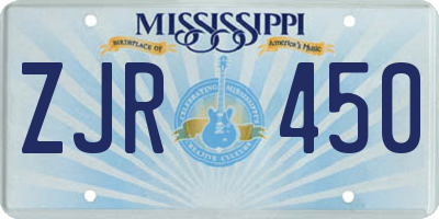 MS license plate ZJR450