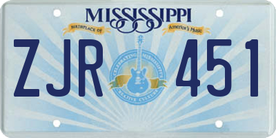 MS license plate ZJR451