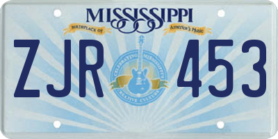 MS license plate ZJR453