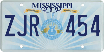 MS license plate ZJR454