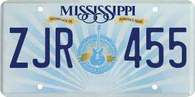 MS license plate ZJR455