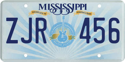 MS license plate ZJR456
