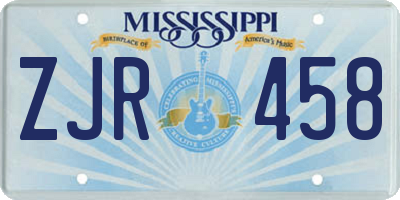 MS license plate ZJR458