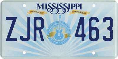 MS license plate ZJR463