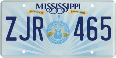 MS license plate ZJR465