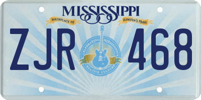 MS license plate ZJR468