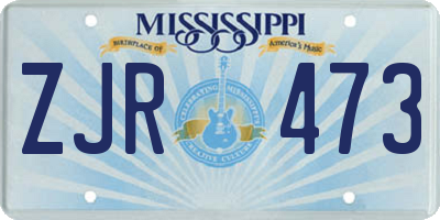 MS license plate ZJR473