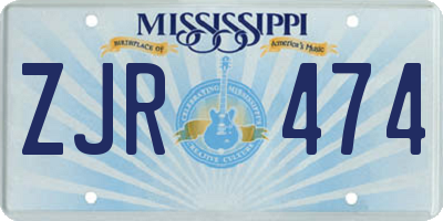 MS license plate ZJR474