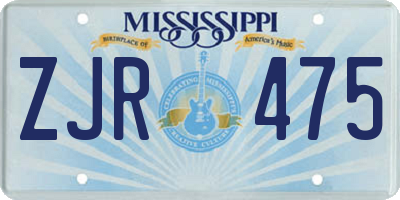 MS license plate ZJR475