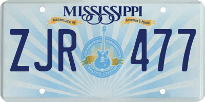 MS license plate ZJR477