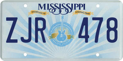 MS license plate ZJR478