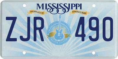 MS license plate ZJR490