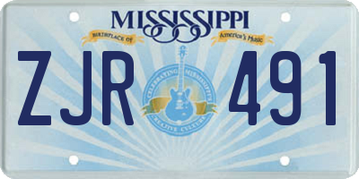 MS license plate ZJR491