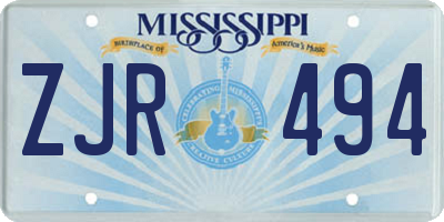 MS license plate ZJR494