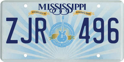 MS license plate ZJR496