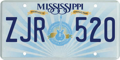 MS license plate ZJR520