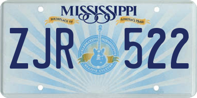 MS license plate ZJR522