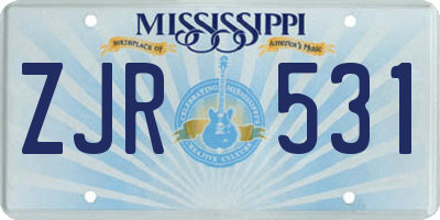 MS license plate ZJR531