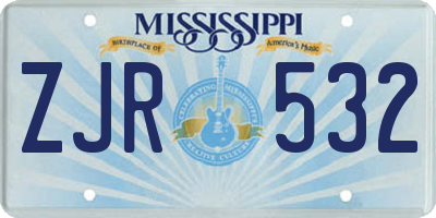 MS license plate ZJR532