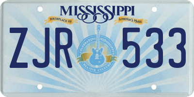 MS license plate ZJR533