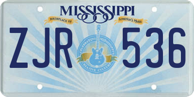 MS license plate ZJR536