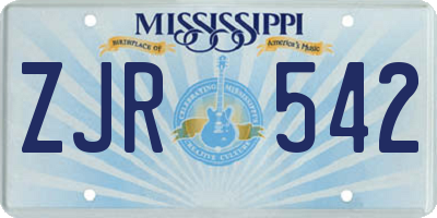 MS license plate ZJR542